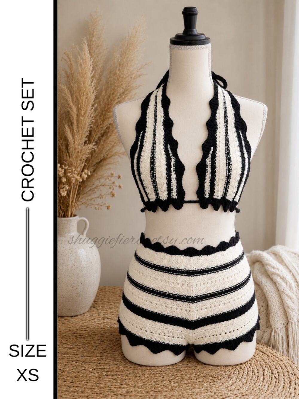 MSRP $39 ✨BOUTIQUE BRAND 2-Piece Knit Halter Top & Hot Pant Shorts Set |Size XS✨